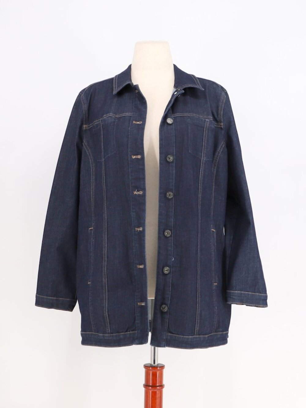 CHICO'S Button Down Denim Topper Jacket Size 2/L